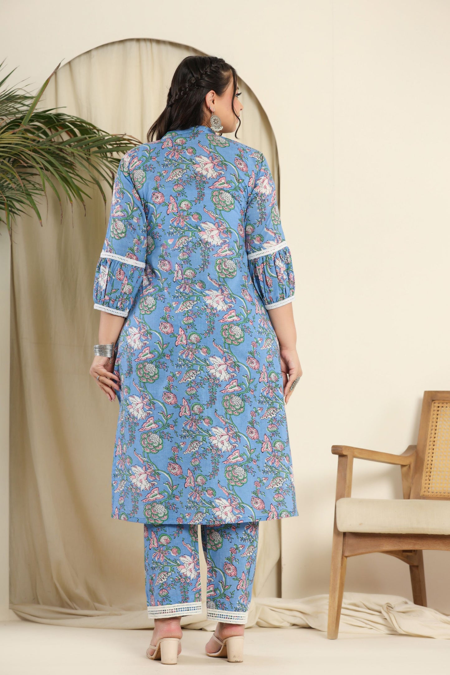 Blue floral printed co-ord set