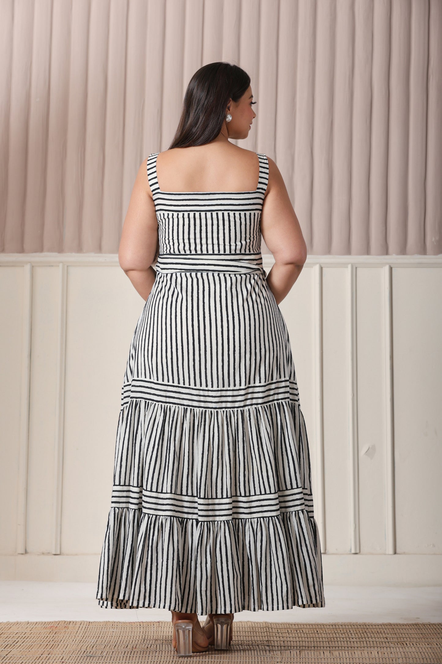 Black and white striped dress