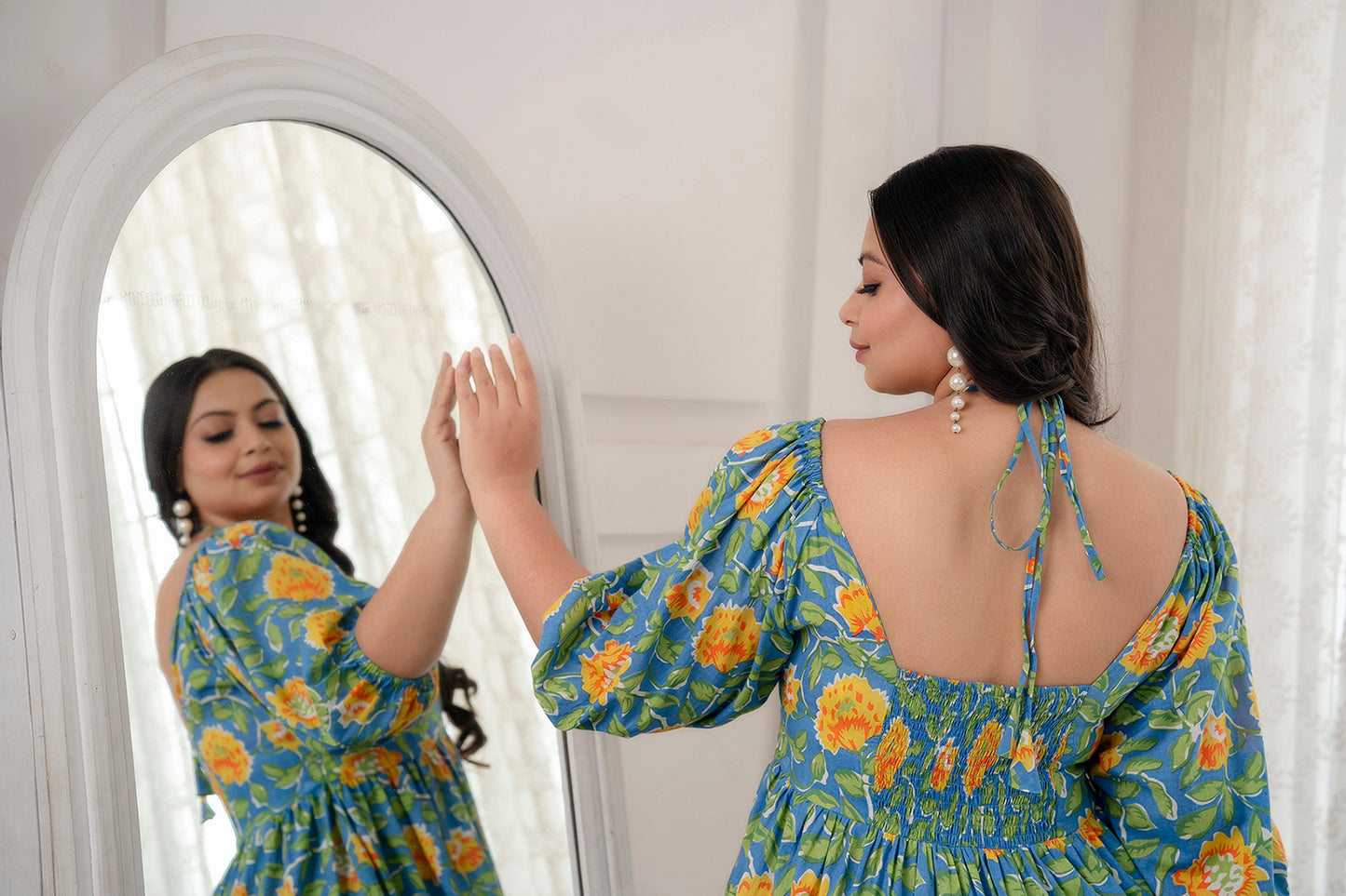 Blue Jeeva Pure Cotton Summer Dress