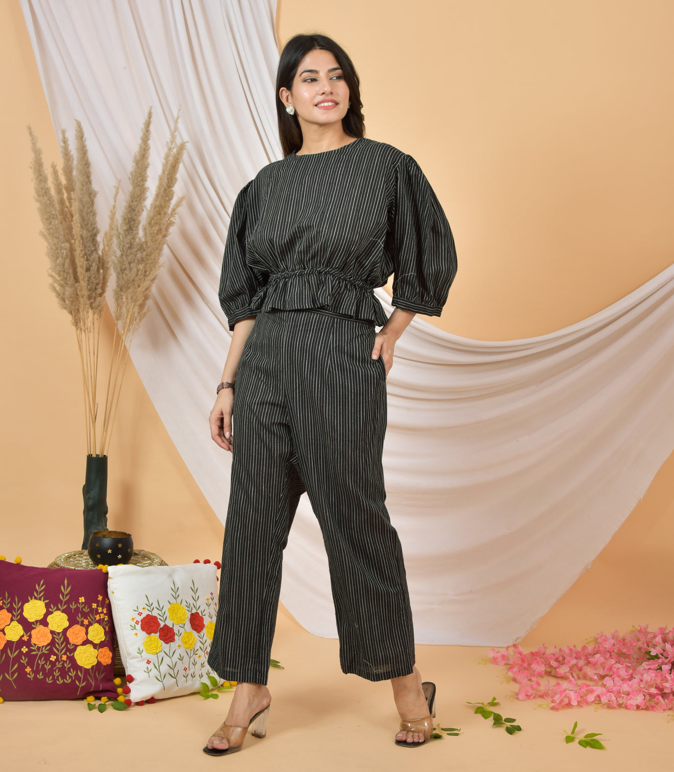 Black Beauty Katha Co-ord Set