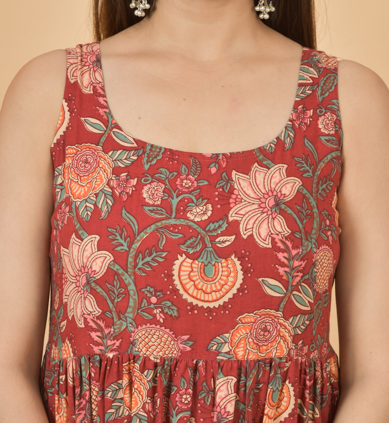 Coral Floral Dupatta Suit Set