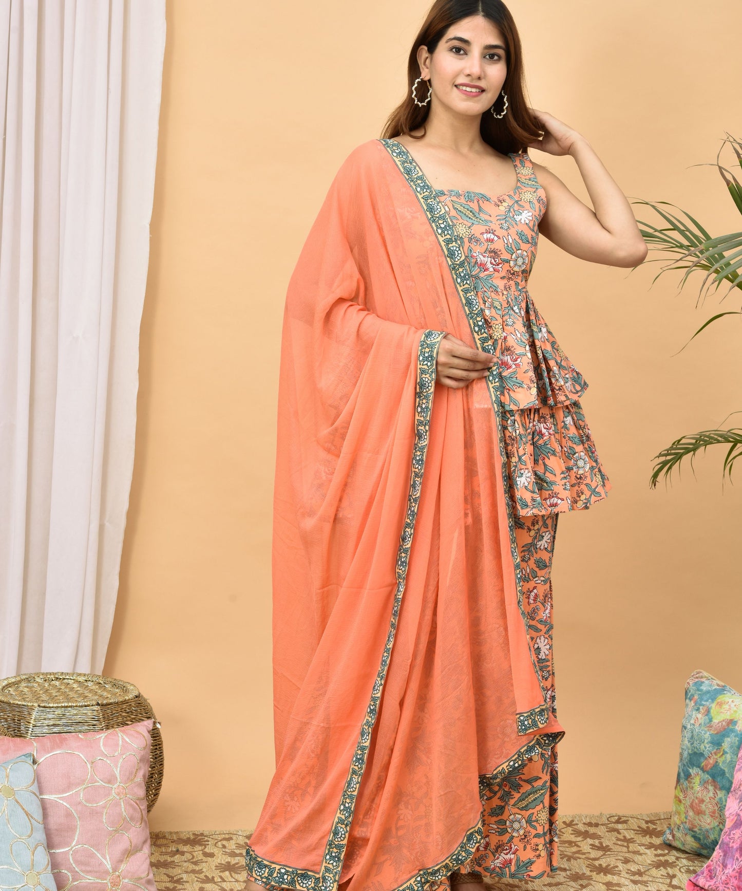 Orange Gharara Suit Set