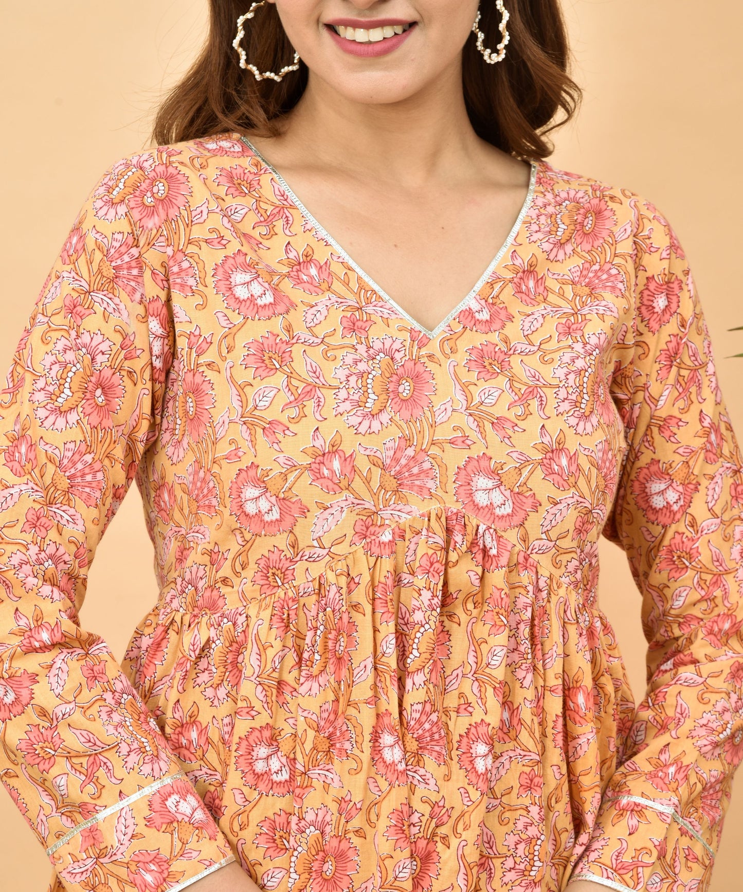 Orange Anarkali Suit Set