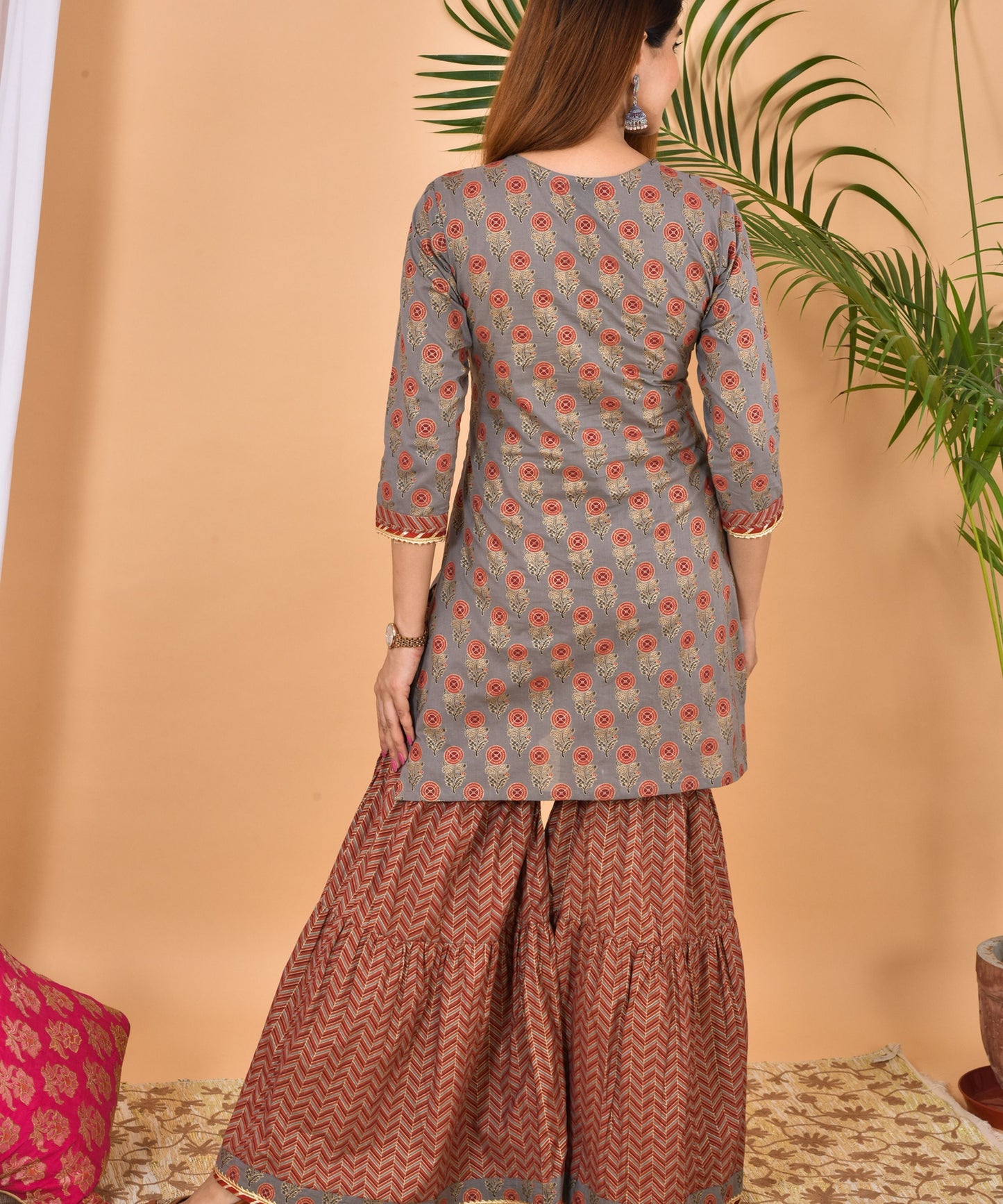 Hand Block Print Gharara Set