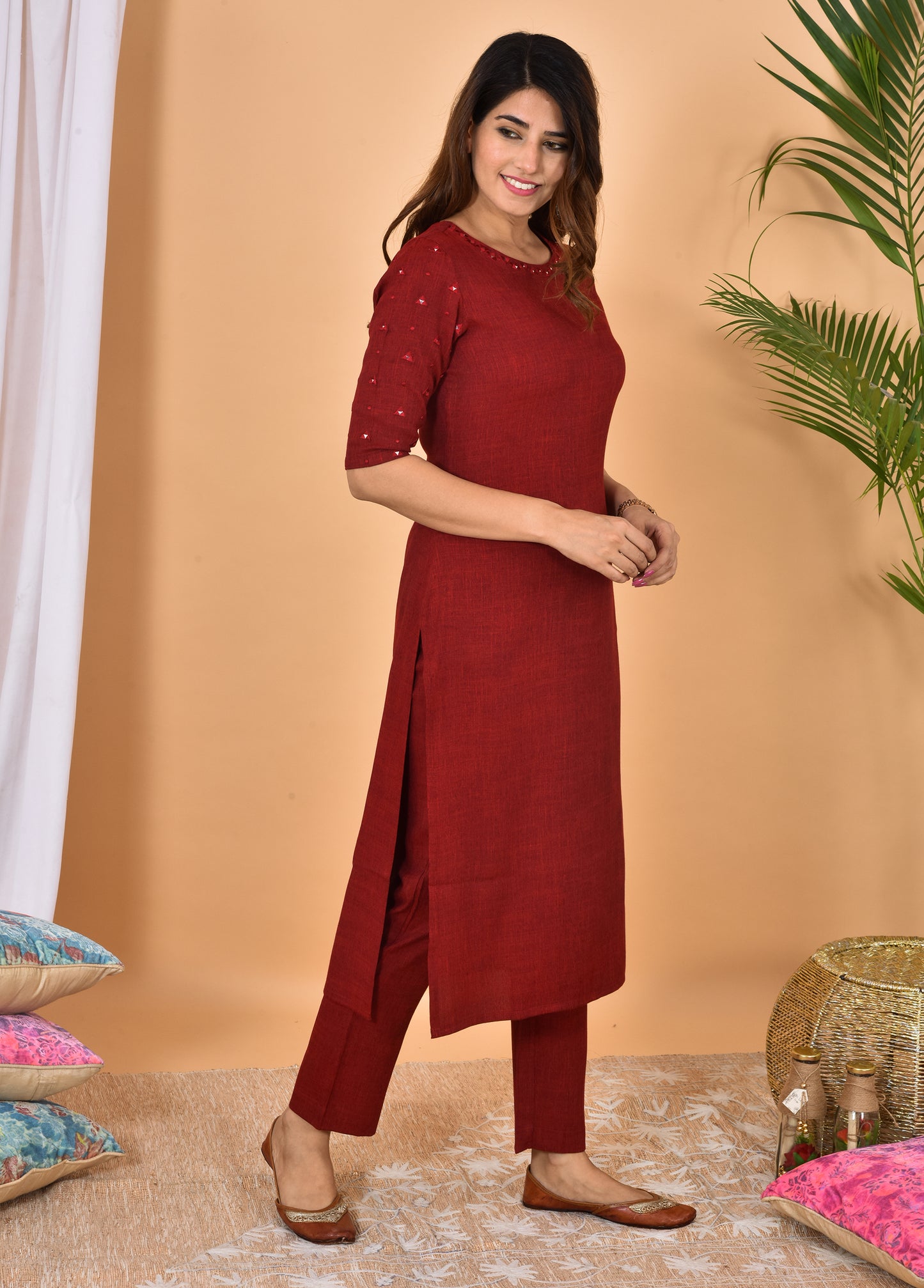 Red Embroidery Suit Set