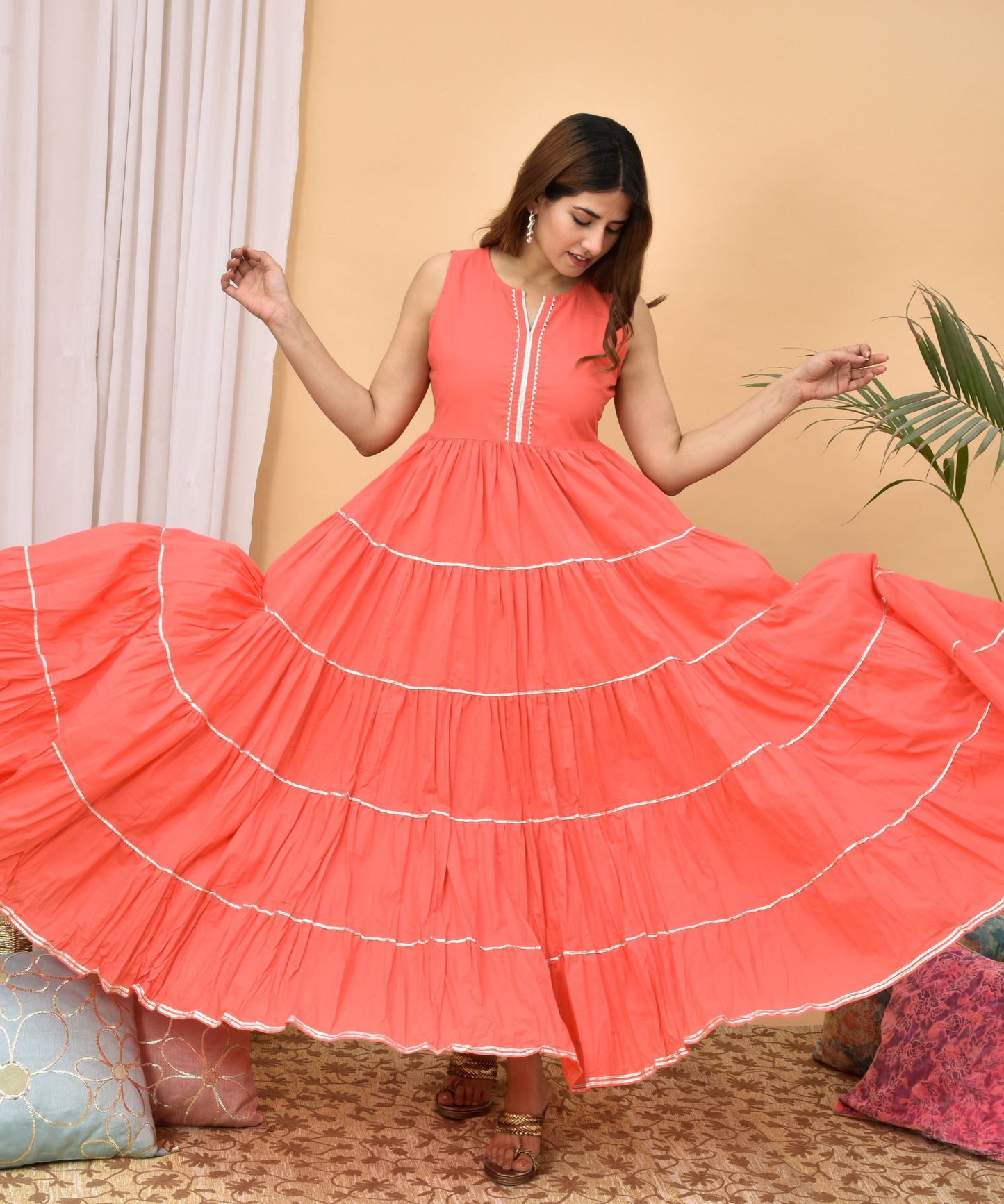 Peach Gota Dupatta Set