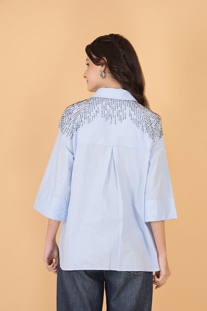 Drizzle Blue Embellished Shirt