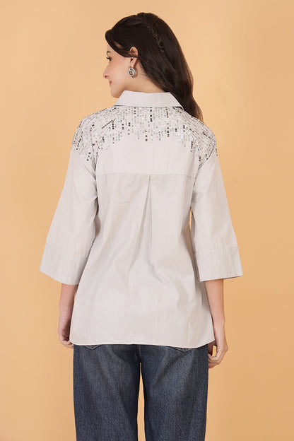 Drizzle Silver Embellished Shirt