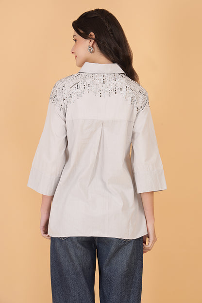 Drizzle Silver Embellished Shirt