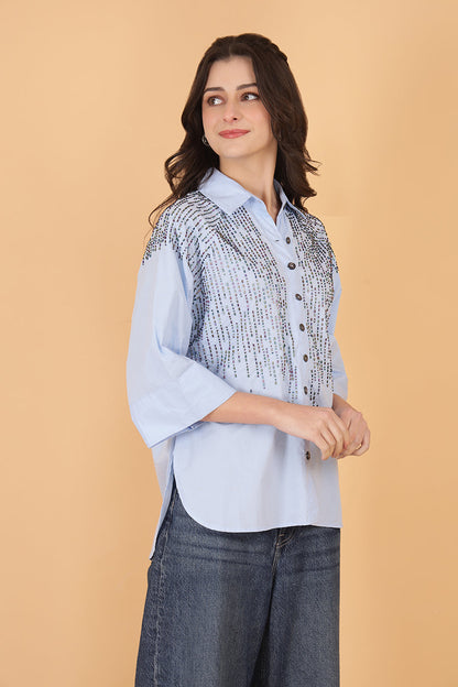 Drizzle Blue Embellished Shirt
