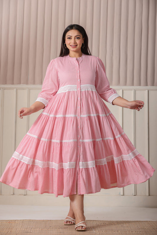 Pink & White Striped Dress