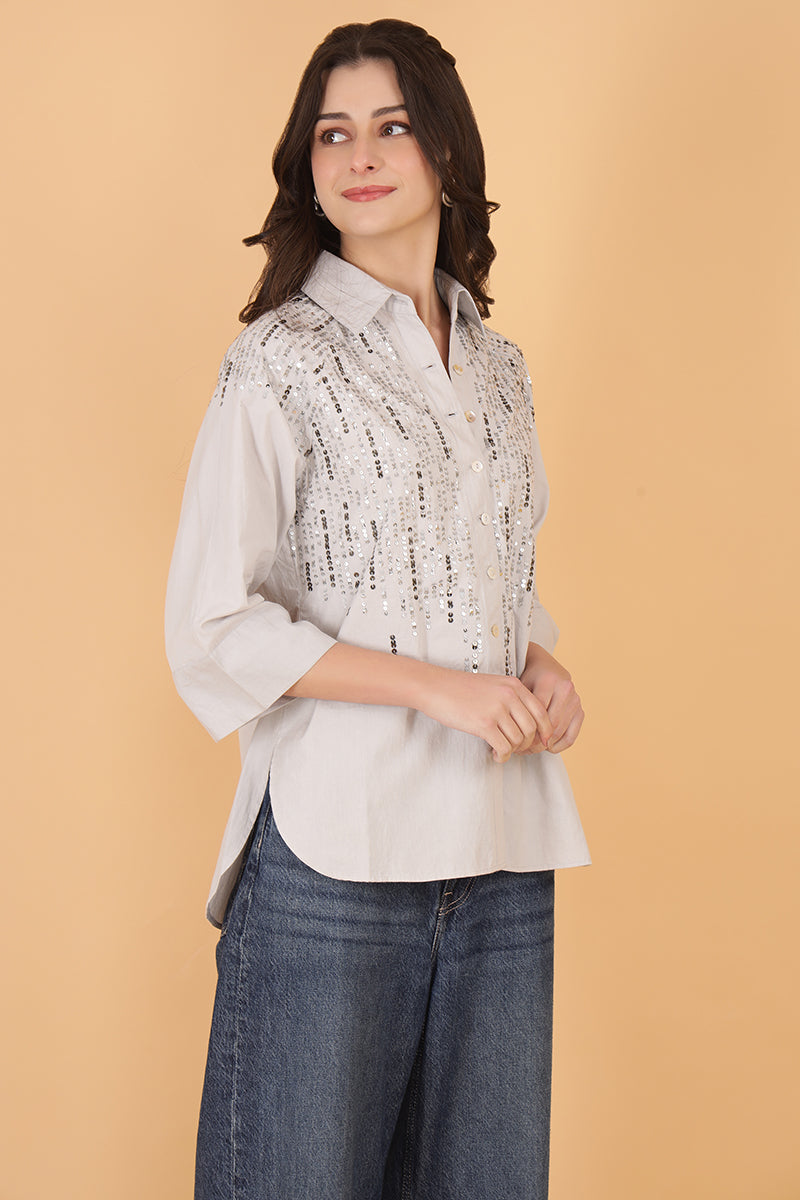 Drizzle Silver Embellished Shirt