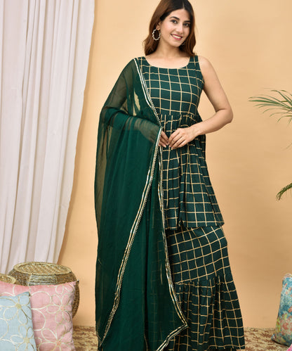 Green Dupatta Suit Set