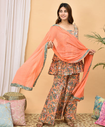 Orange Gharara Suit Set