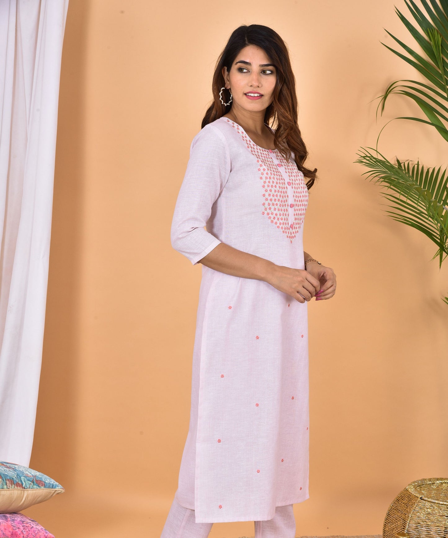 Pink Embroidery Kurta Set