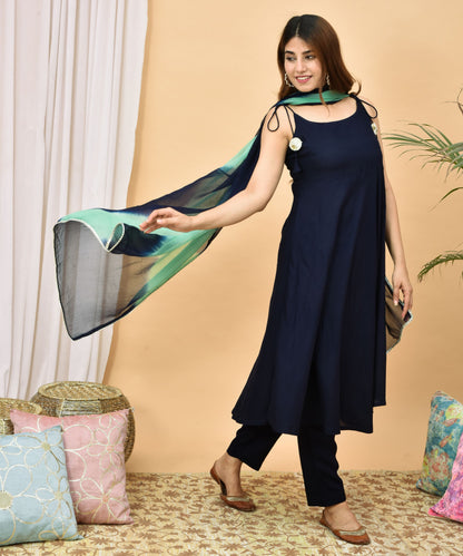 Blue Rayon Suit Set