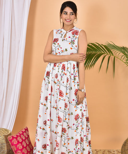 White Floral Gown