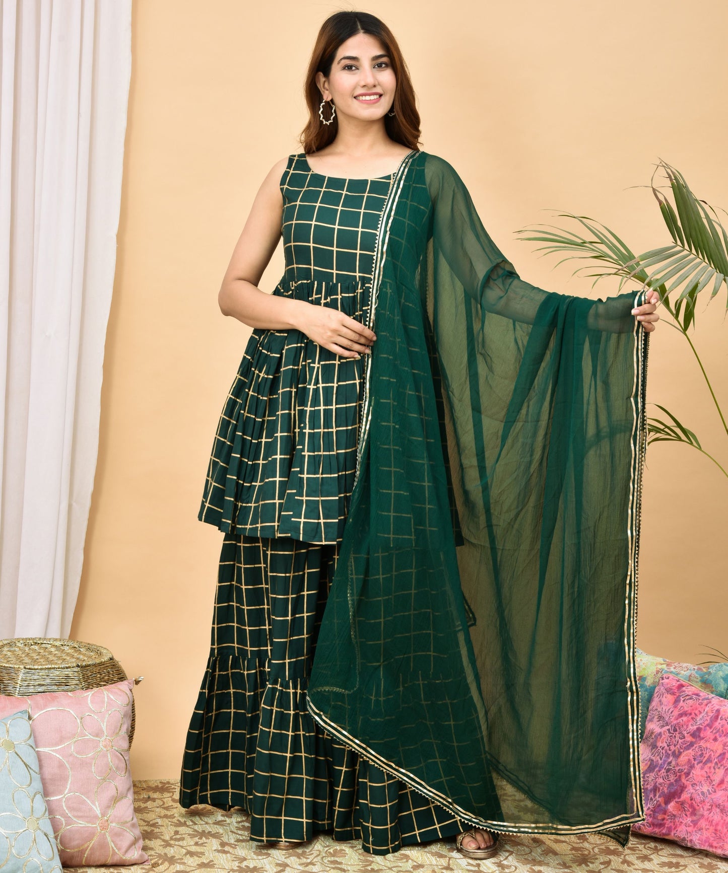 Green Dupatta Suit Set