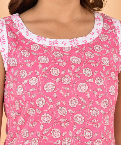 Pink Hand block Suit Set