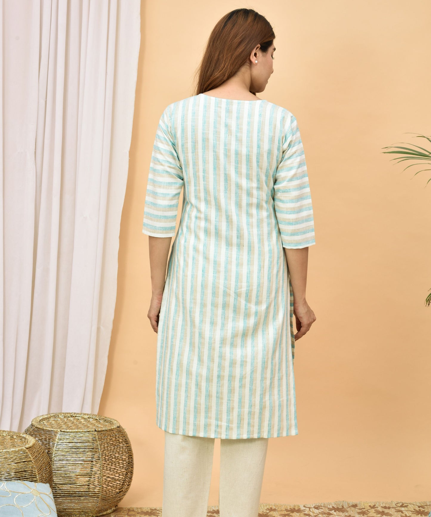 Stripe Print Kurta Set