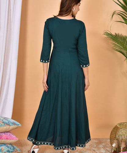 Green Embroidery Gown