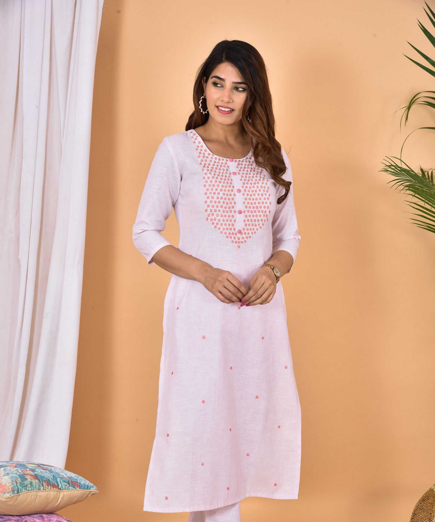 Pink Embroidery Kurta Set