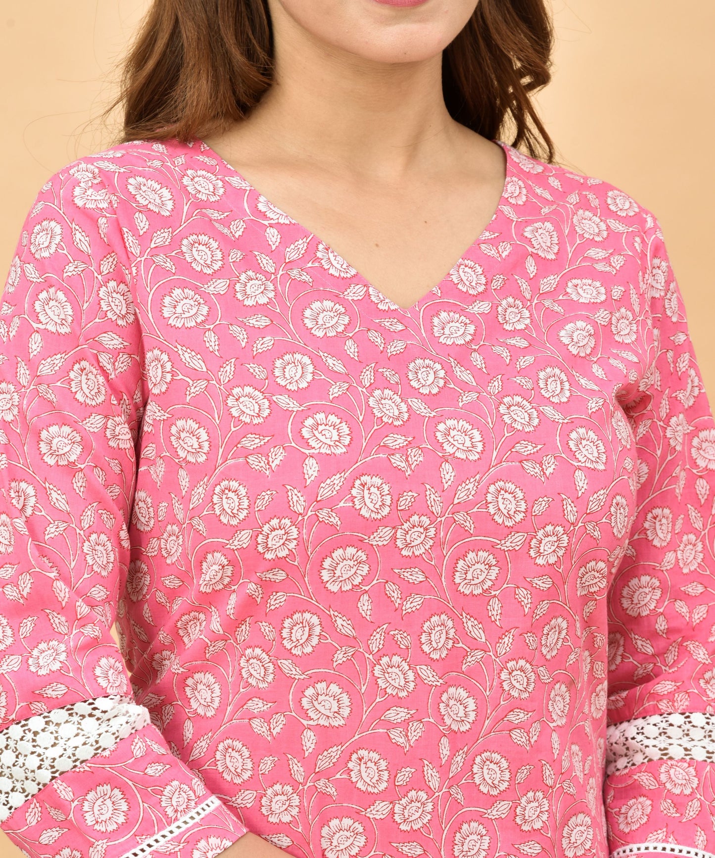 Pink Floral Kurta Set