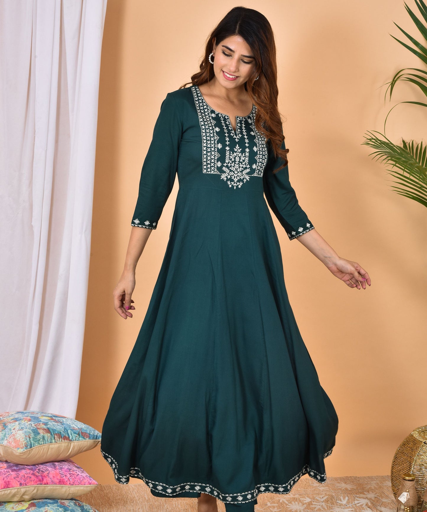 Green Embroidery Gown