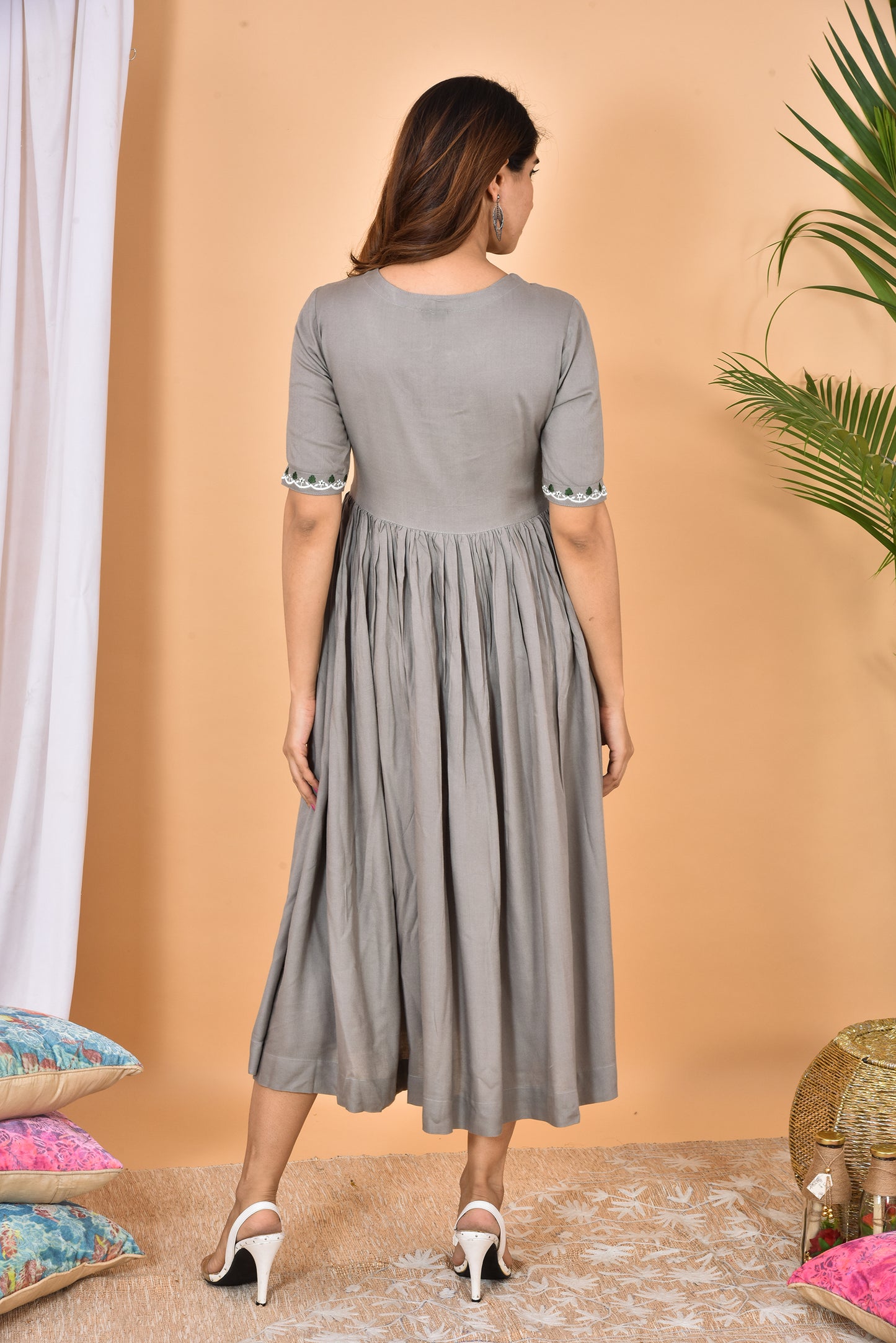 Grey Embroidery Dress