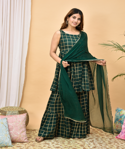 Green Dupatta Suit Set